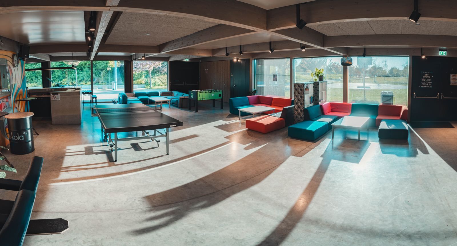 Die Chill-Lounge der MatriX mit Kicker und Sofas